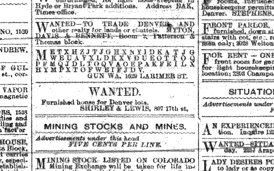 Unsolved encryption mysteries: The mysterious newspaper ad from Colorado